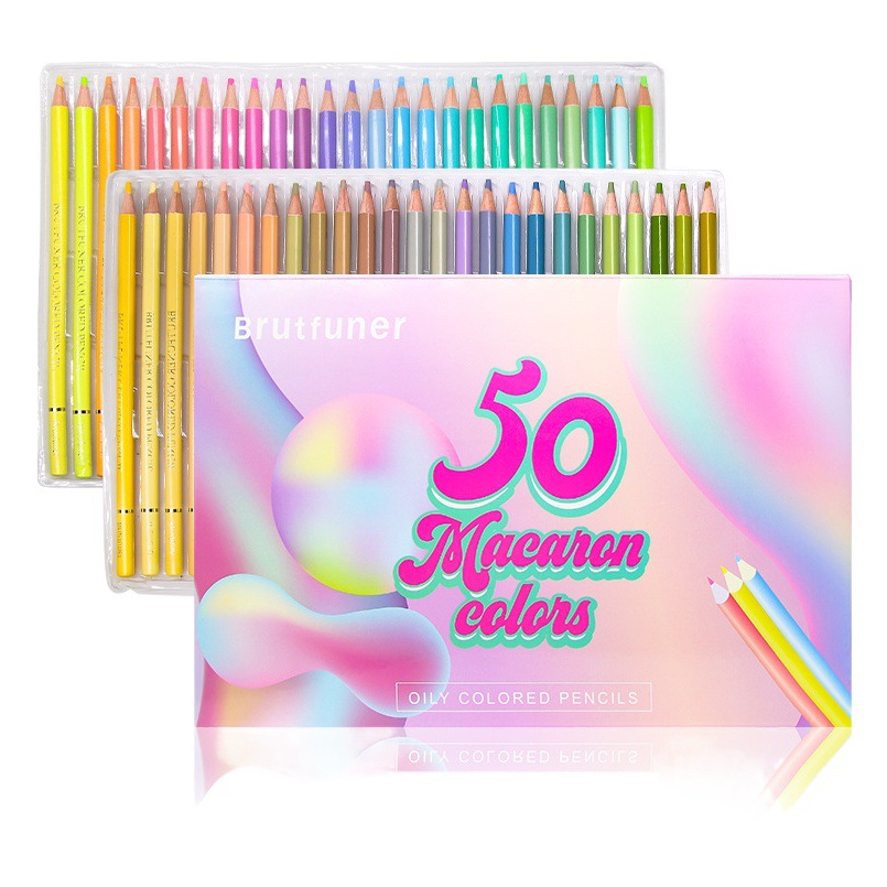 Brutfuner Macaron Color Student 50 Color Oily Color Lead Painting Graffiti Small Fresh Color Pencil