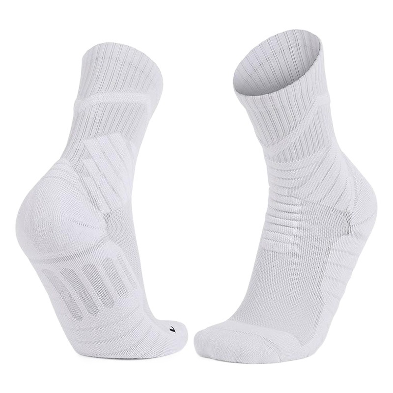 Practical Basketball Socks, Professional Towel-Soled Socks, Pure Cotton, Women's and Men's Pure Color Sports Socks, Shock-Absorbing, Non-Slip Mid-Calf Socks