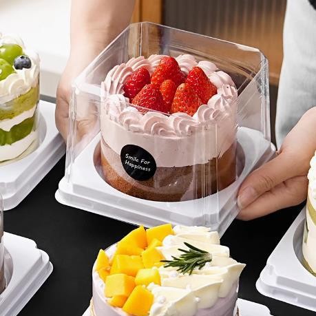 Mousse Cake Box Mini Pastry 4inch Cake Box Dessert Baking Strawberry Cake Packaging Box Silk Belt