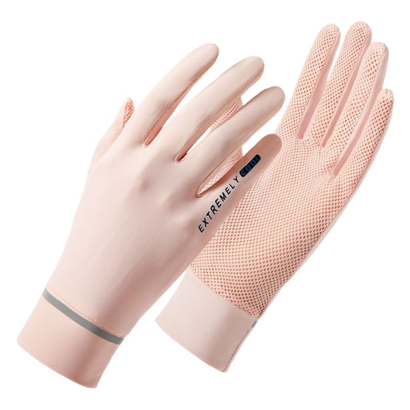 Summer Sun Protection Gloves Women's Flip Cover Exposure Finger Outdoor Electric Vehicle Mesh Breathable Ultraviolet Protection Thin Ice Silk Gloves