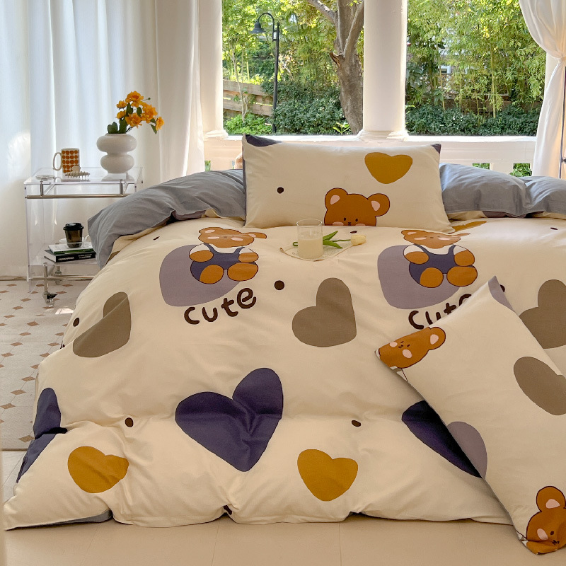 Picture of Small Fresh Summer Four-piece Bed Sheet Quilt Cover Single Student Dormitory Three-piece Cartoon Bedding