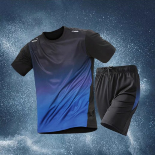 Sports suit Men's Summer Running T-shirt Ice Silk Quick-drying Clothes Short-sleeved Shorts Basketball Training Fitness Men's Summer