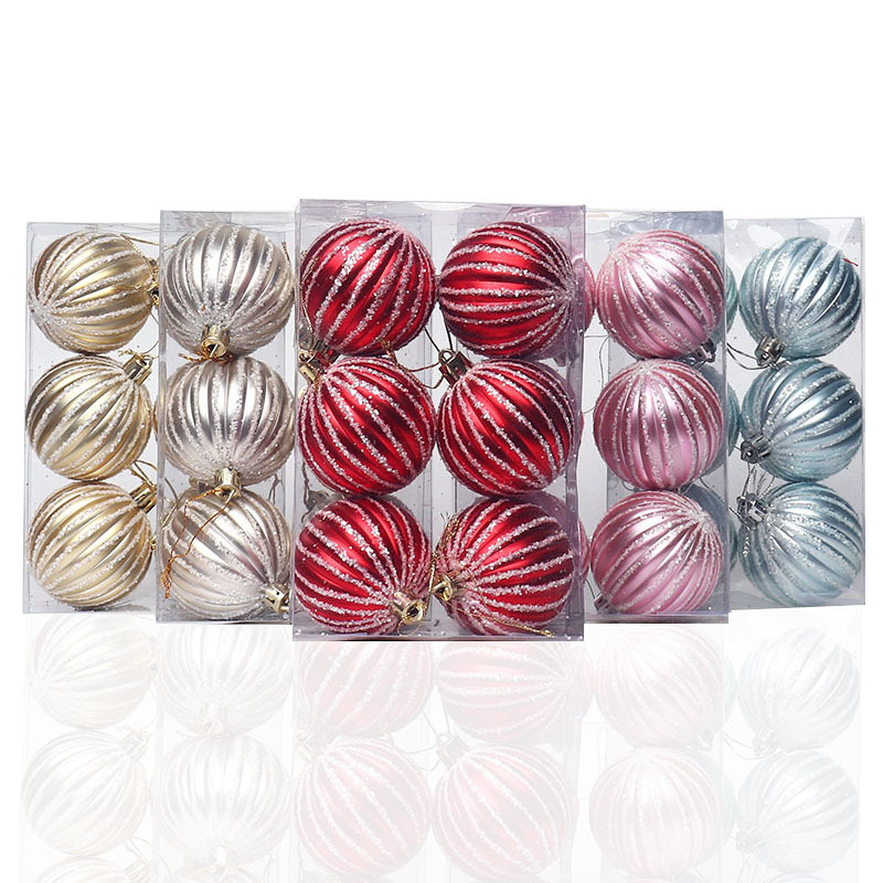 Cross-border handmade painted Christmas ball pendant plastic plating 6cm pumpkin ball Christmas tree decorations in stock