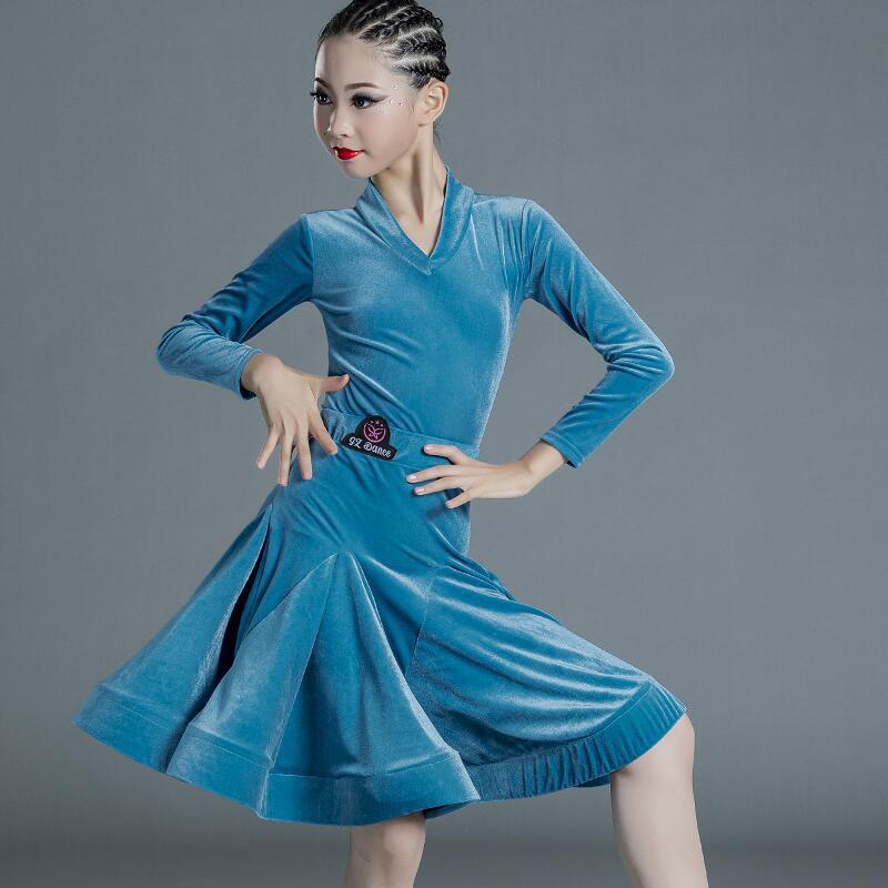 Picture of 2022 New Children's Latin Dance Dress Girls' Dance Practice Costume Girls' Online Popular Autumn and Winter Latin Competition Grade Examination
