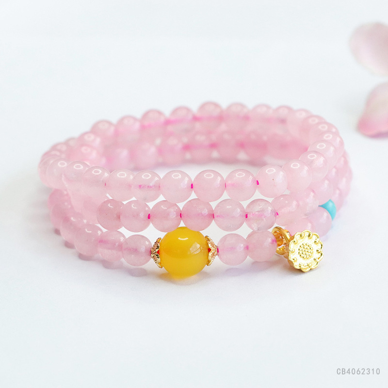 Juyu Natural Pink Crystal Multi-Circle Bracelet Lotus Bracelet National Tide Live Welfare Wholesale CB4062310