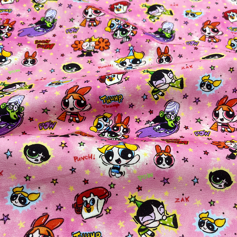 Powerpuff Girls All-Cotton Canvas Bag Jacket Vest Handmade DIY Fabric 1.5m Width 1.0m Price