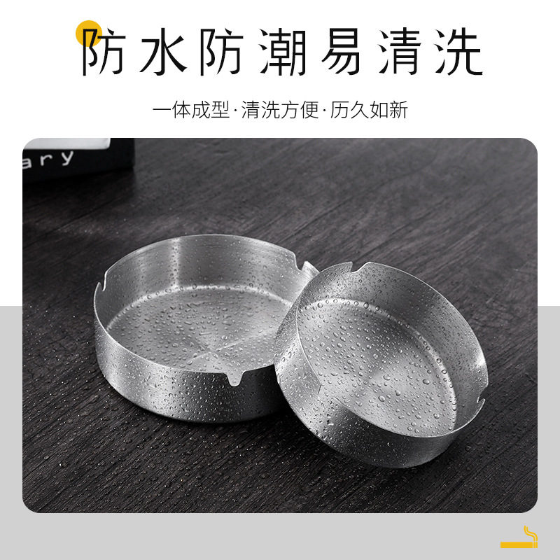 Cross-border thickened anti-fall metal stainless steel ashtray ins advanced gift ashtray wholesale custom printed logo