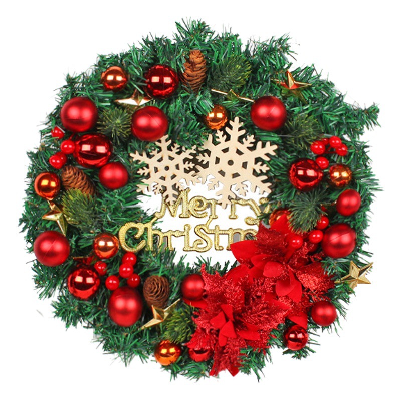 Hong Kong Love Cross-border Christmas Snowflake Garland Door Pendant Christmas Christmas Ball Rattan Circle Shopping Mall Window Holiday Decoration