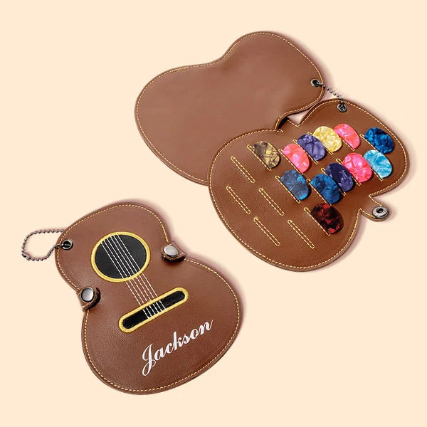 Large capacity guitar pick bag embroidery heavy industry design portable pick clip folk pick storage bag wholesale