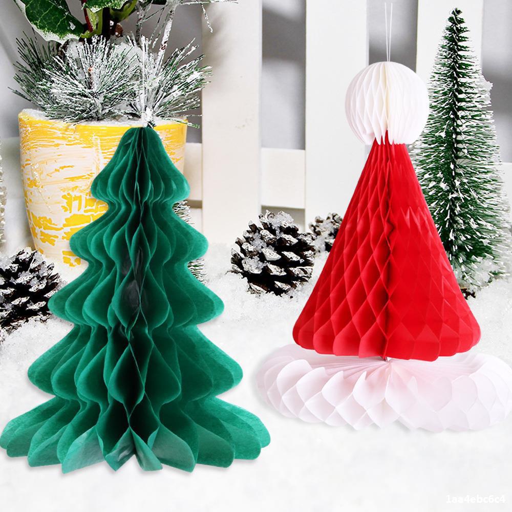New Christmas Decoration Honeycomb Paper Christmas Tree Christmas Caps Christmas Party Decoration Supplies Honeycomb Ball