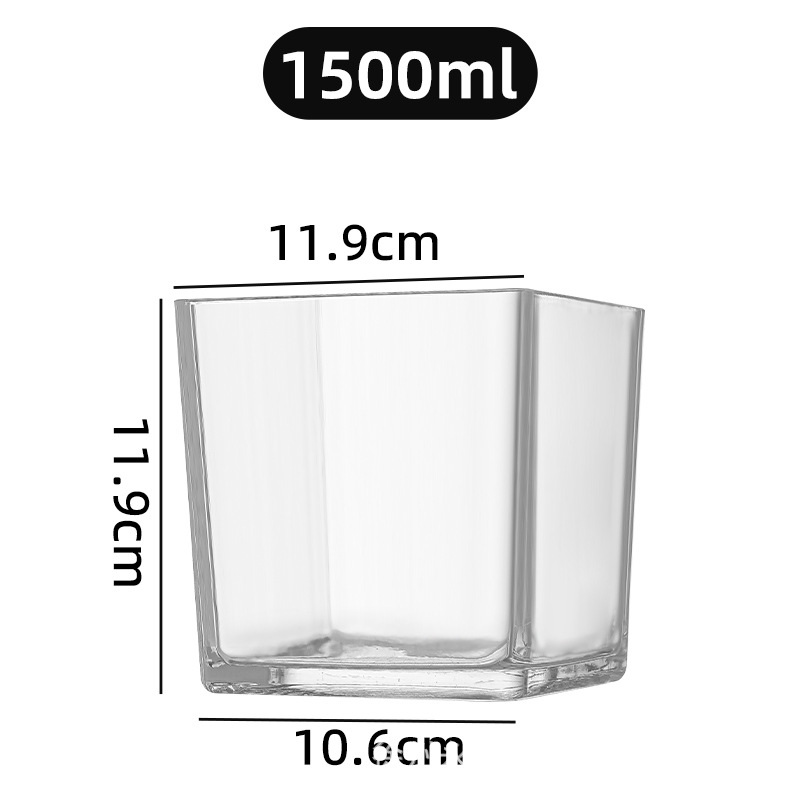 Picture of Wholesale glass aromatherapy candle cup square square cylinder transparent candle holder ornaments flower arrangement hydroponic vase large small size fish tank