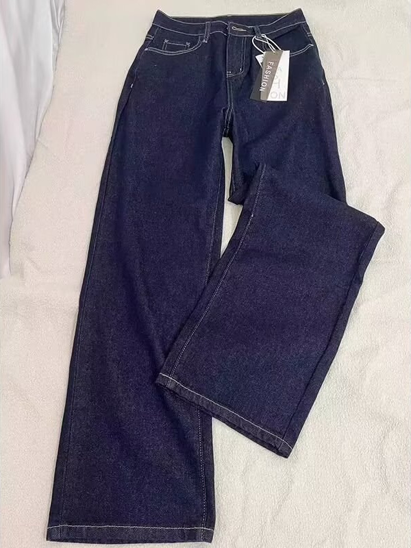 Korean Style Straight-Leg Jeans for Women, Summer Thin 2025 New High-Waisted Slimming Loose Petite Drape Wide-Leg Pants
