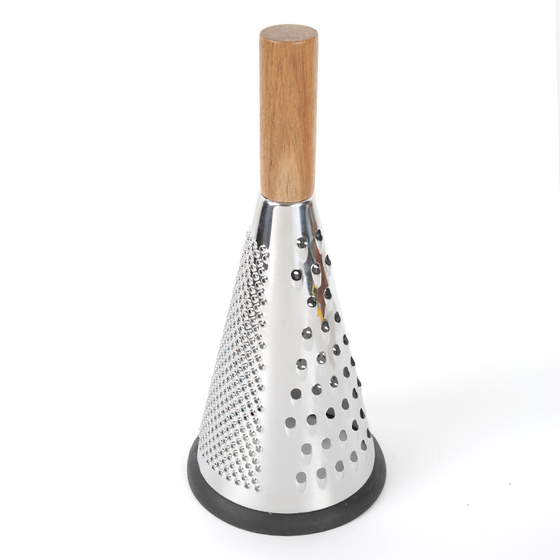 Picture of Acacia Wood Vertical Stainless Steel Cone Planer 8 Inch 9 Inch Three-sided Cheese Cheese Grater Melon Fruit Grater