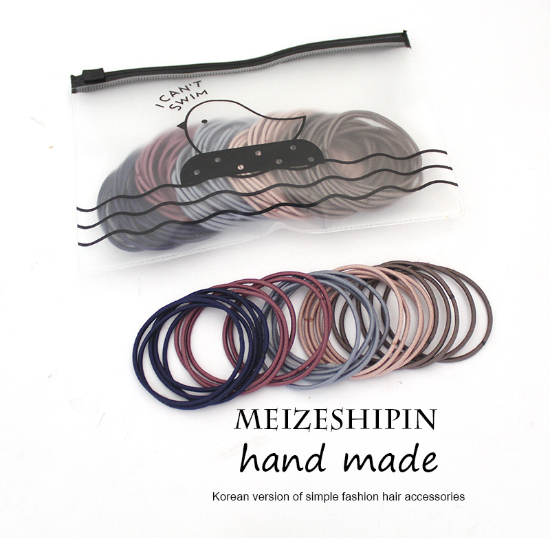 Picture of 100 Pieces/Bag Headband Simple Small Circle Thin Hair Rope Girl's Hair High Elastic Rubber Band Basic Hair Tie Headwear