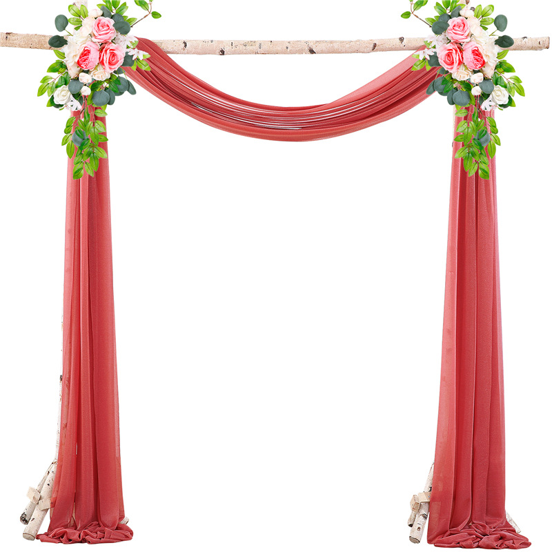 Picture of Cross-Border Popular Wedding Forest Lawn Outdoor Arch Decoration Wedding Arrangement Curtain Pearl Chiffon Gauze Curtain