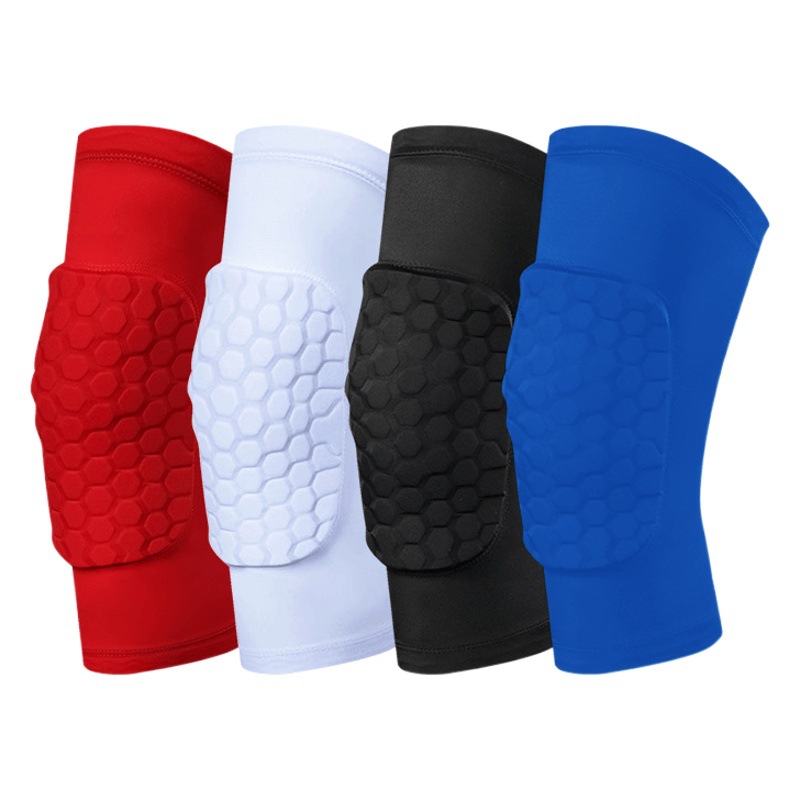 Cross-Border Basketball Knee Pads Sports Honeycomb Manufacturer Breathable Nylon Lycra Leg Pads Knee Running Adult Training