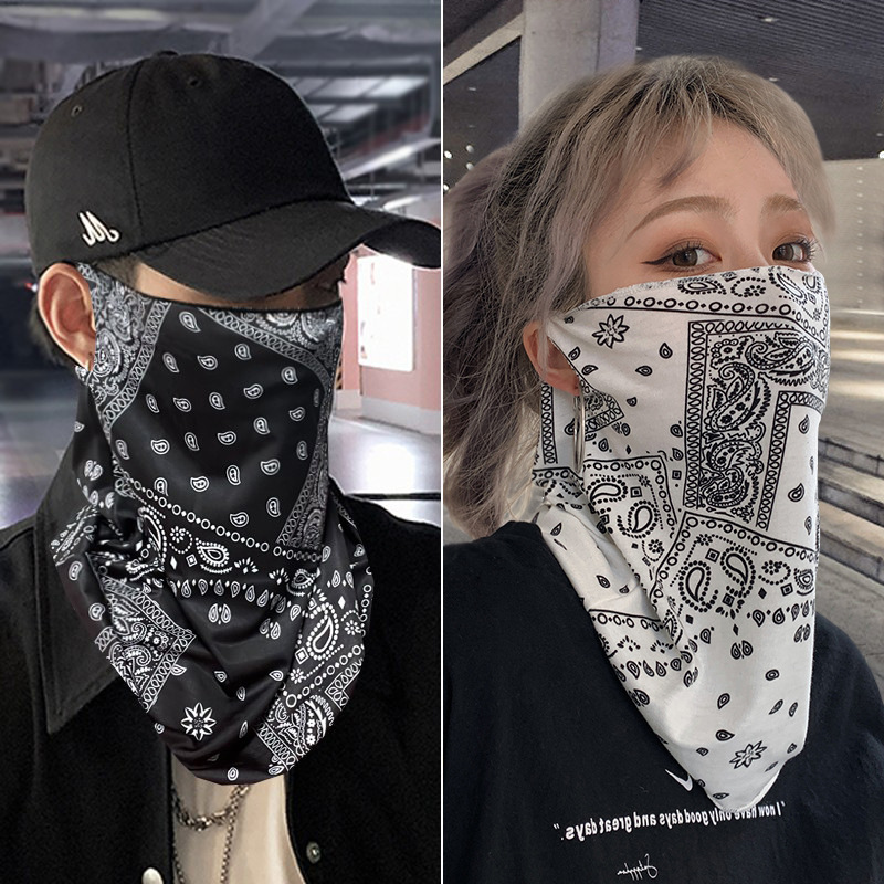 Ice Silk Sunscreen Mask for Men and Women in Summer, Uv Protection, Neck Gaiter, Cycling Face Towel, Neck Gaiter, Ear Hanging Veil