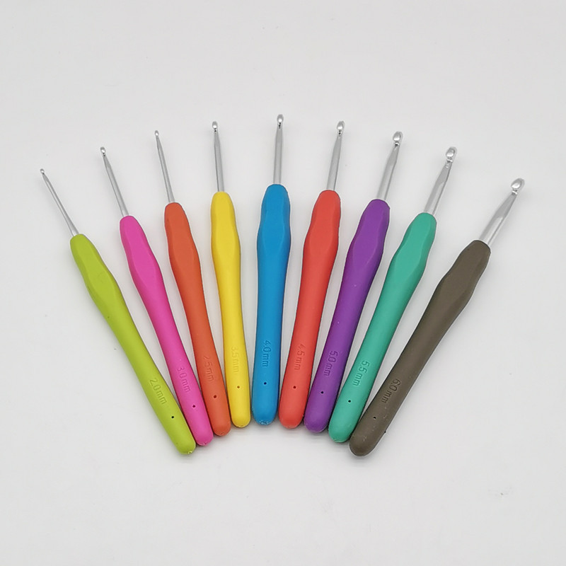 Candy color soft handle crochet aluminum oxide single head suit special wholesale clearance hand woven tools material bag