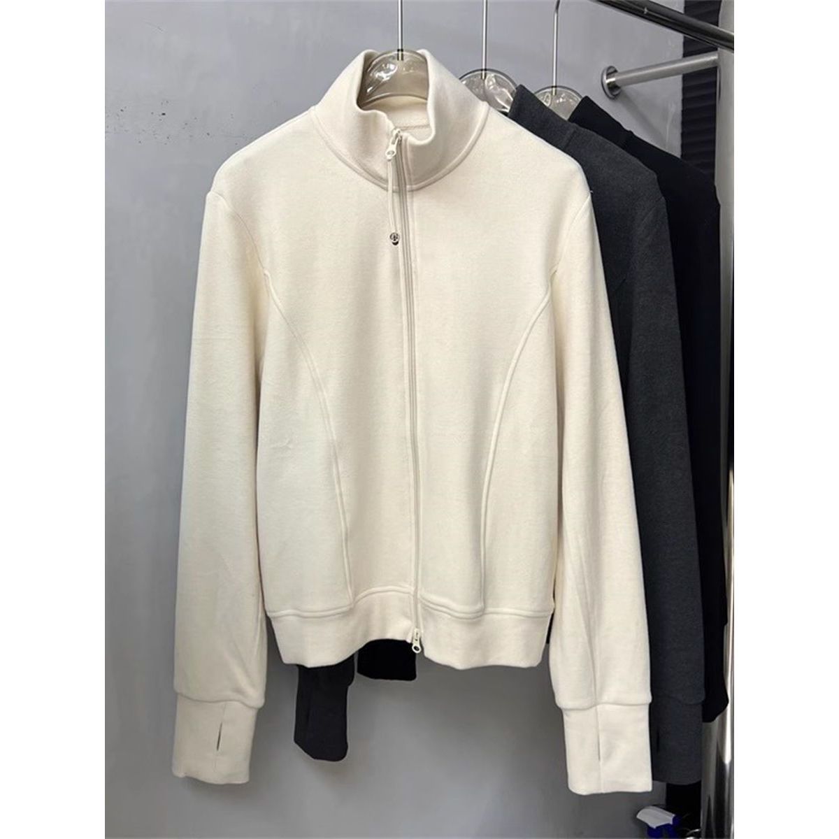 2025 autumn and winter new fashion foreign style double zipper stand collar double-sided velvet sweater women's solid color all-match cardigan coat
