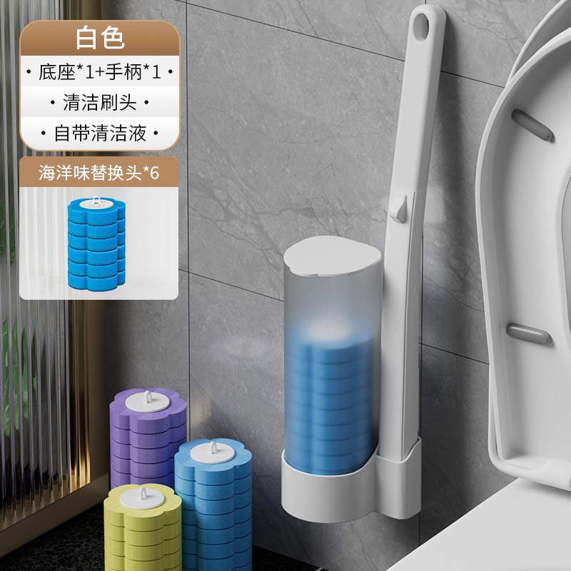 Picture of Disposable Toilet Brush Set No Dead Angle Aseptic Cleaning Brush Head Household Long Handle Toilet Brush Wholesale
