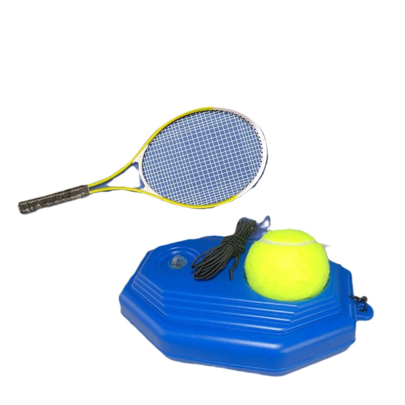 Picture of Tennis Training Device with Aluminum Alloy Racket, High-Elastic Rubber Band Reinforcement, Water-Filled Base, Universal Buckle, and Shuttlecock for Adults and Children