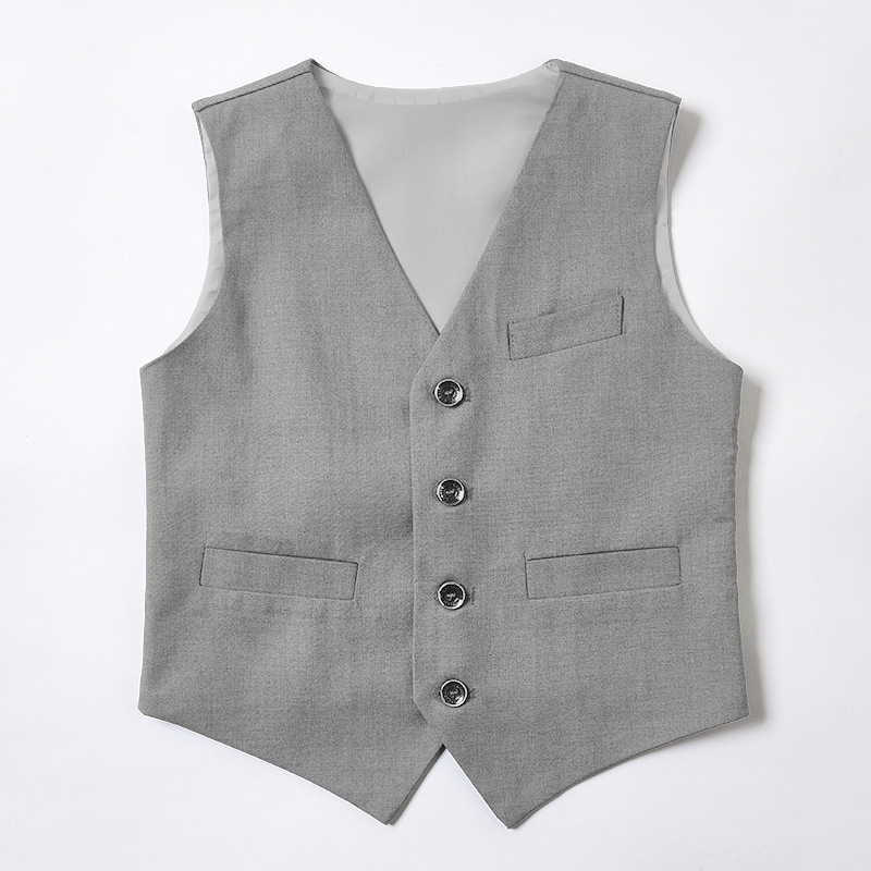 Picture of Children's black suit waistcoat boys flower girl dress performance clothing British fashion fan solid color vest a generation of hair