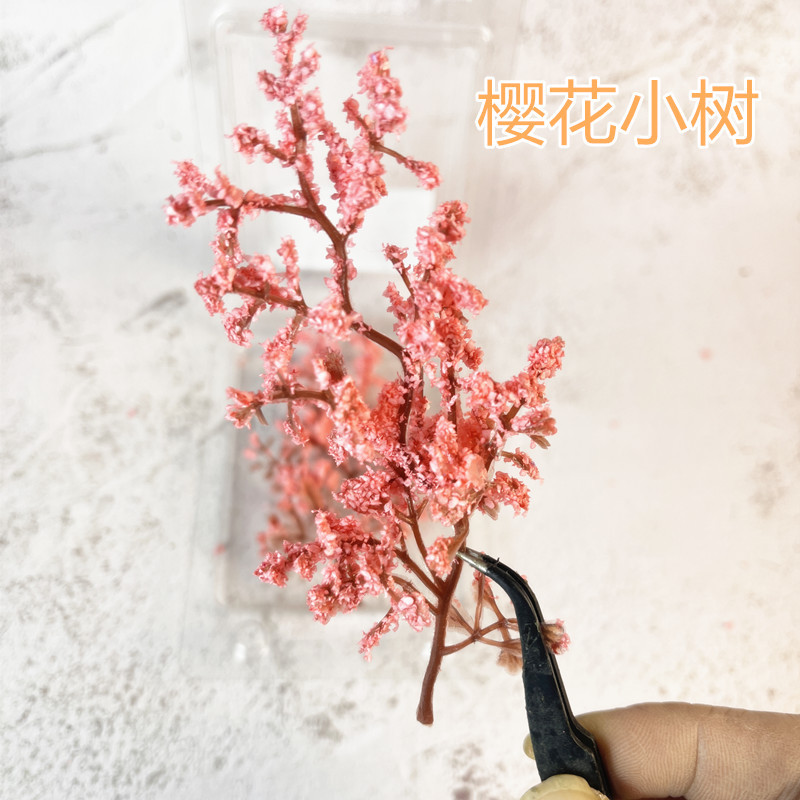 Picture of Scene Model cherry blossom tree diy handmade micro landscape set cherry blossom garden baby house layout