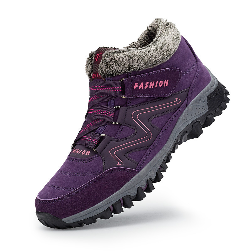 Winter fleece-lined warm factory hiking shoes men's thickened high-top sports women's Cotton