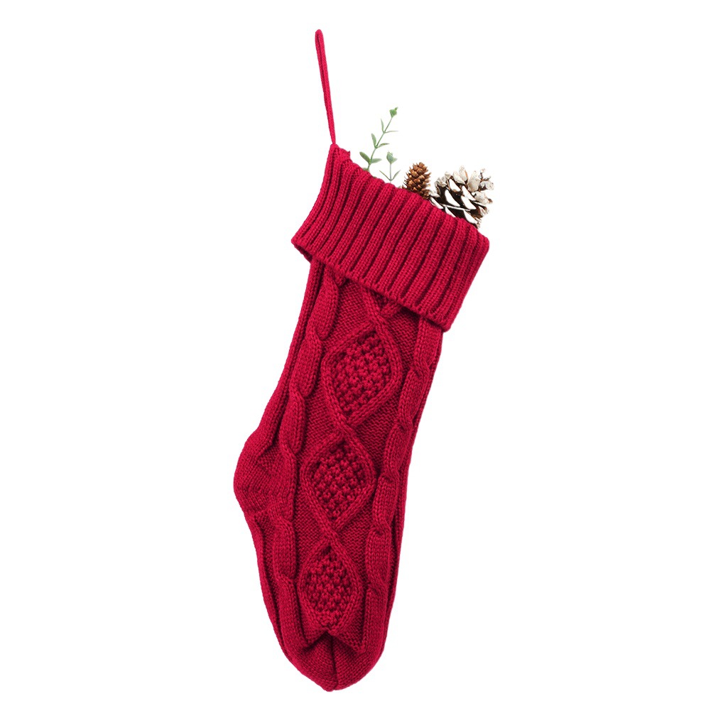 Large Christmas Decoration Supplies Christmas Socks Gift Bag Knitted Christmas Pendant Cross-Border Wool Christmas Socks