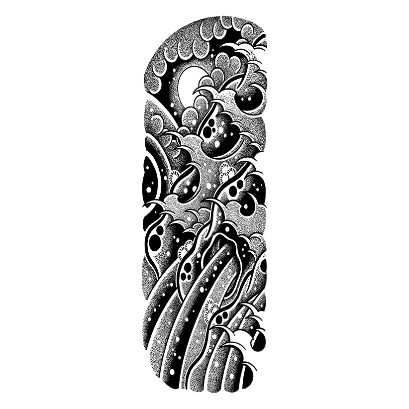 Herbal Tattoo Sticker Waterproof Men's Long-lasting Rub-off Arm Full Arm Traditional Japanese Semi-permanent Large Tattoo Simulation