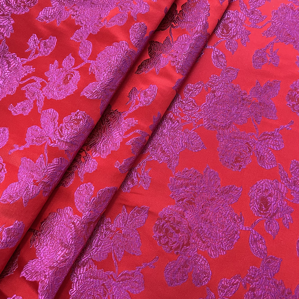 Brocade 150 rose new Chinese style cheongsam vest fabric wedding festive jacquard fabric wholesale