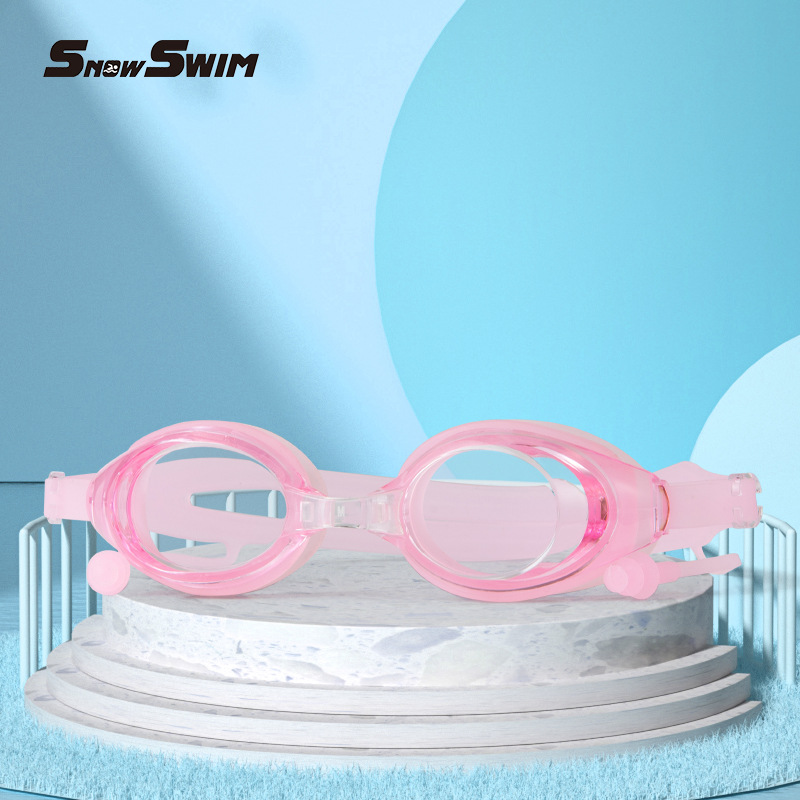 Picture of Boxed bagged one-piece earplugs silicone swimming goggles adult waterproof anti-fog plain large frame 100 swimming goggles cross-border