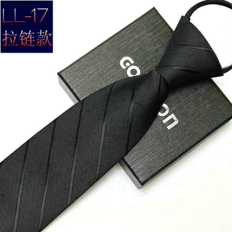 Picture of Men's business formal wear stripe free zipper wholesale lazy tie 8CM logo LOGO factory wholesale