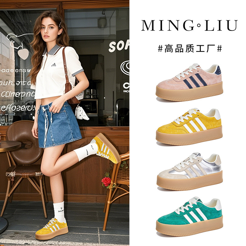 Genuine Leather Moral Training Shoes for Women 2025 Summer New Easiest for Match Forrest Gump Shoes Retro Round Toe Sports Shoes Casual Flat Women's Shoes