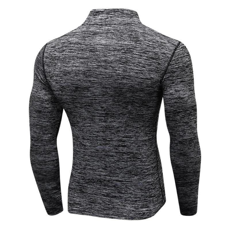 Winter Fleece-Lined Pro Men's Fitness Running Training Long-Sleeved Elastic Warm Tight Stand-Up Collar Sweatshirt Zipper Compression Clothing