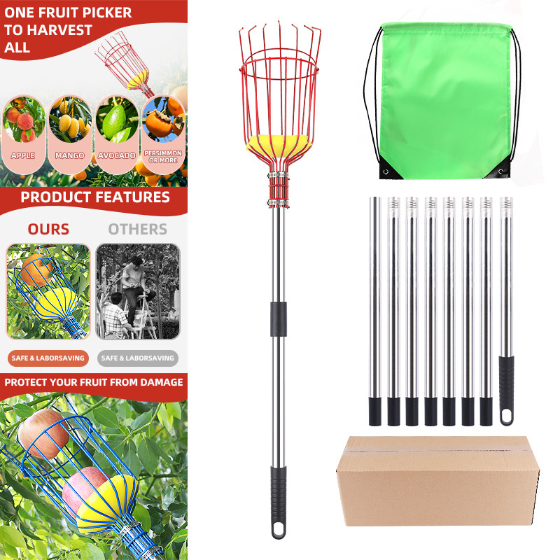 High-altitude fruit picker wholesale garden fruit picker telescopic pole fruit picker apple plum lengthened orchard picker