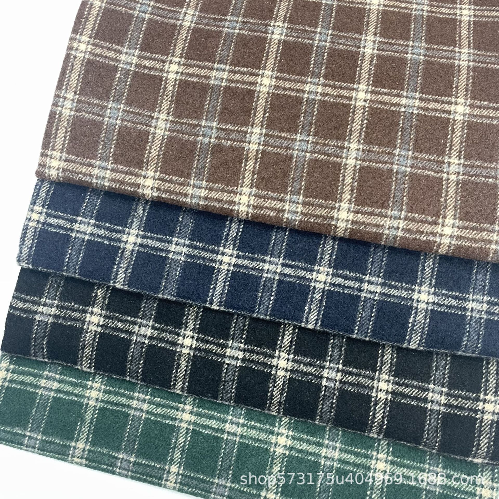 Autumn and winter 7 thick coat coat skirt shirt hat gloves fabric wool yarn-dyed plaid
