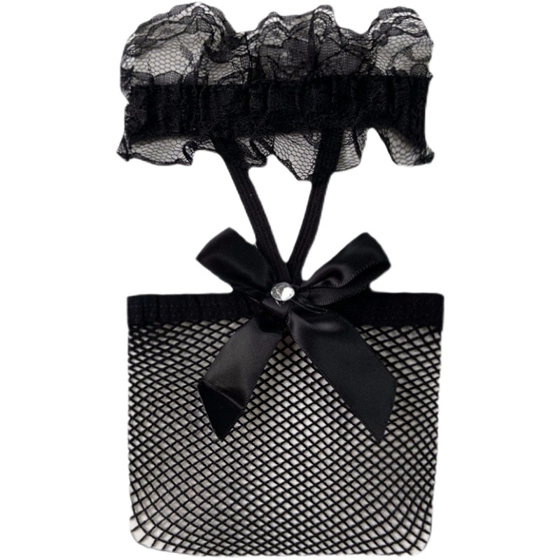 Sexy Lace Halter Stockings Bow Stockings Women's Black Stockings jk Spice Girls Trendy Long Socks Over-the-Knee Stockings Fishnet Stockings