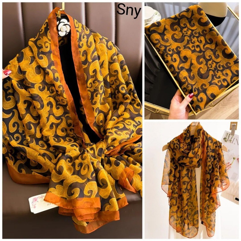 Picture of Spring and Summer New Soft Yarn Sunscreen Shawl Summer Thin Imitation Silk Long Silk Scarf Fashion Printed Flower Scarf