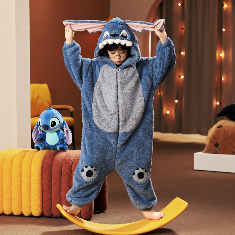 Picture of Funny Clothes Children's One-piece Pajamas Parent-child Clothes Boys Family of Three or Four Sullivan Winter fleece-lined One-piece Clothes