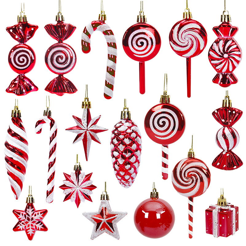 Candy Crutch Christmas Ball Christmas Tree Pendant Accessories Red Christmas Wedding New Year's Day Window Decorations Wholesale