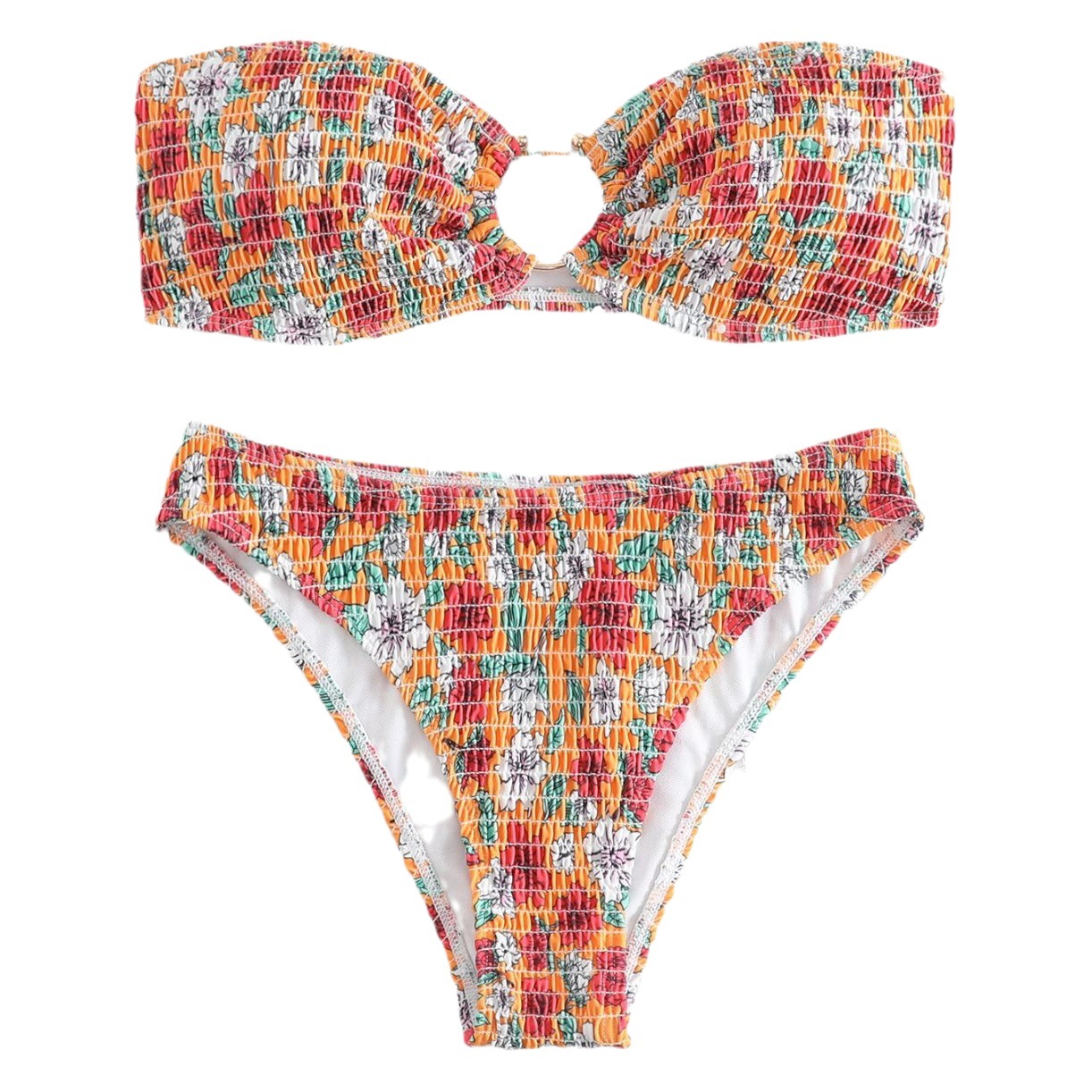 2024 New European and American Boxers Tankini Swimwear Cross-border AliExpress Amazon Printed Conservative Swimsuit for Women