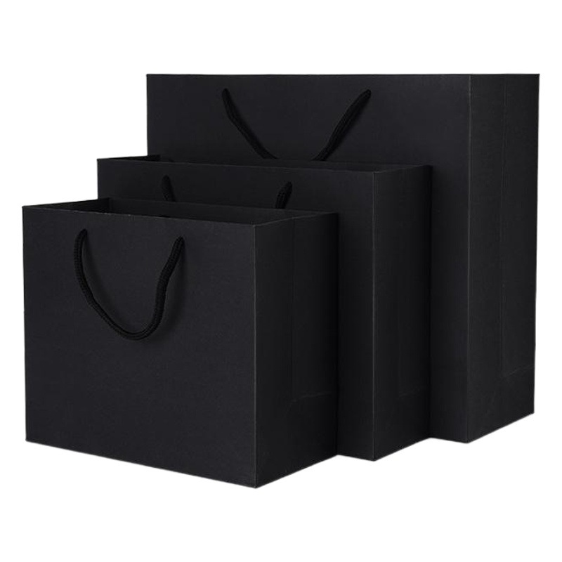 Spot wholesale black gift bag paper bag clothing tote bag black cardboard bag custom printed LOGO tote bag manufacturers