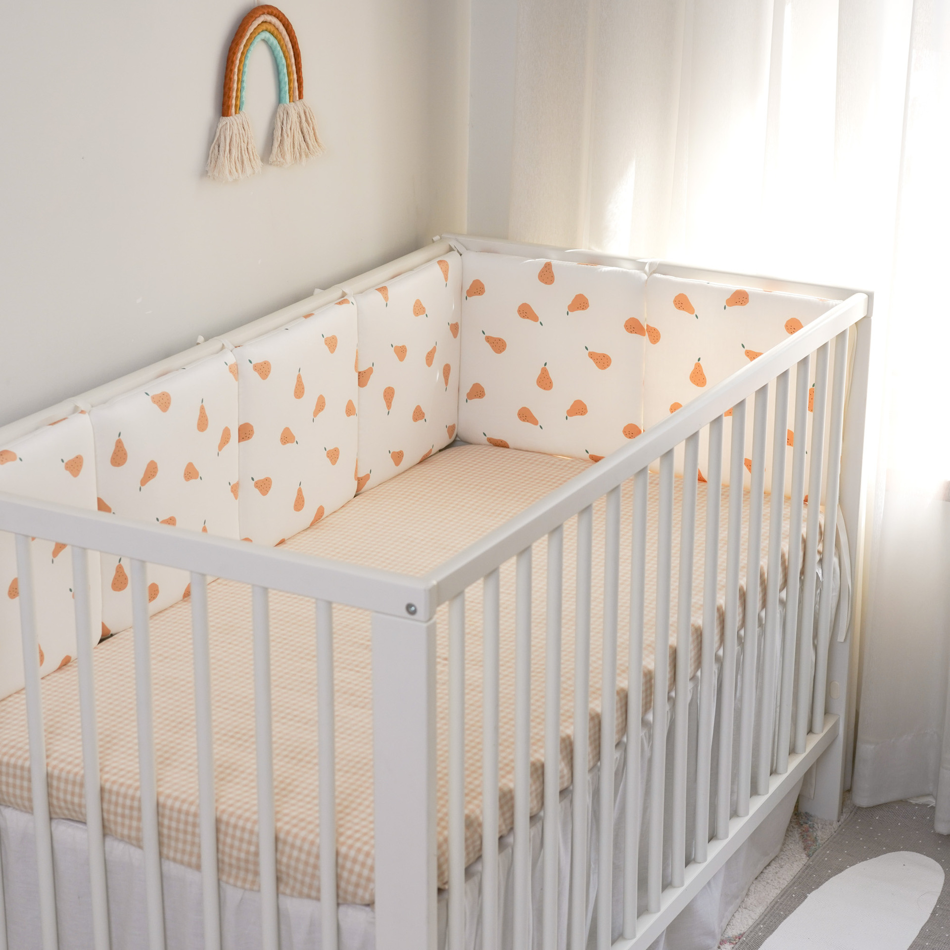 Picture of Baby bed circumference newborn bedding set pure cotton satin fence small pear 30*30*6 whole piece washing