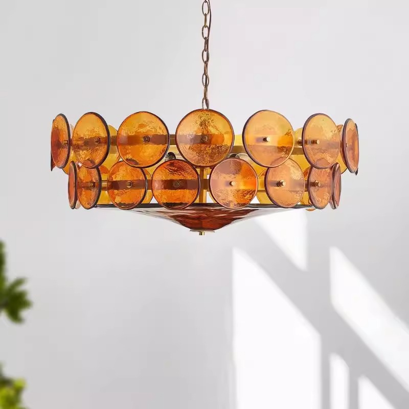 French Mid-Century Style Chandelier, Post-Modern Light Luxury Designer Villa Model Room, Living Room and Restaurant, American Retro Lamps