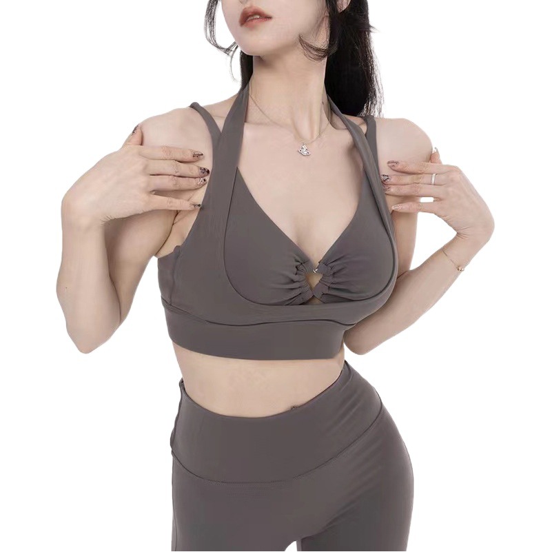 Yoga Vest Women's chest-wrapped shock-proof heart-shaped buckle top high waist quick-drying nude skin-friendly sports fitness flared pants