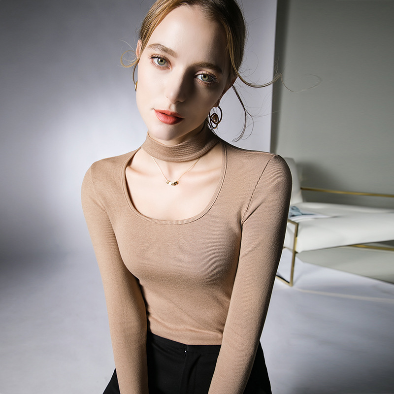 Halter top autumn and winter New style undershirt hollow out collarbone temperament fashion small shirt
