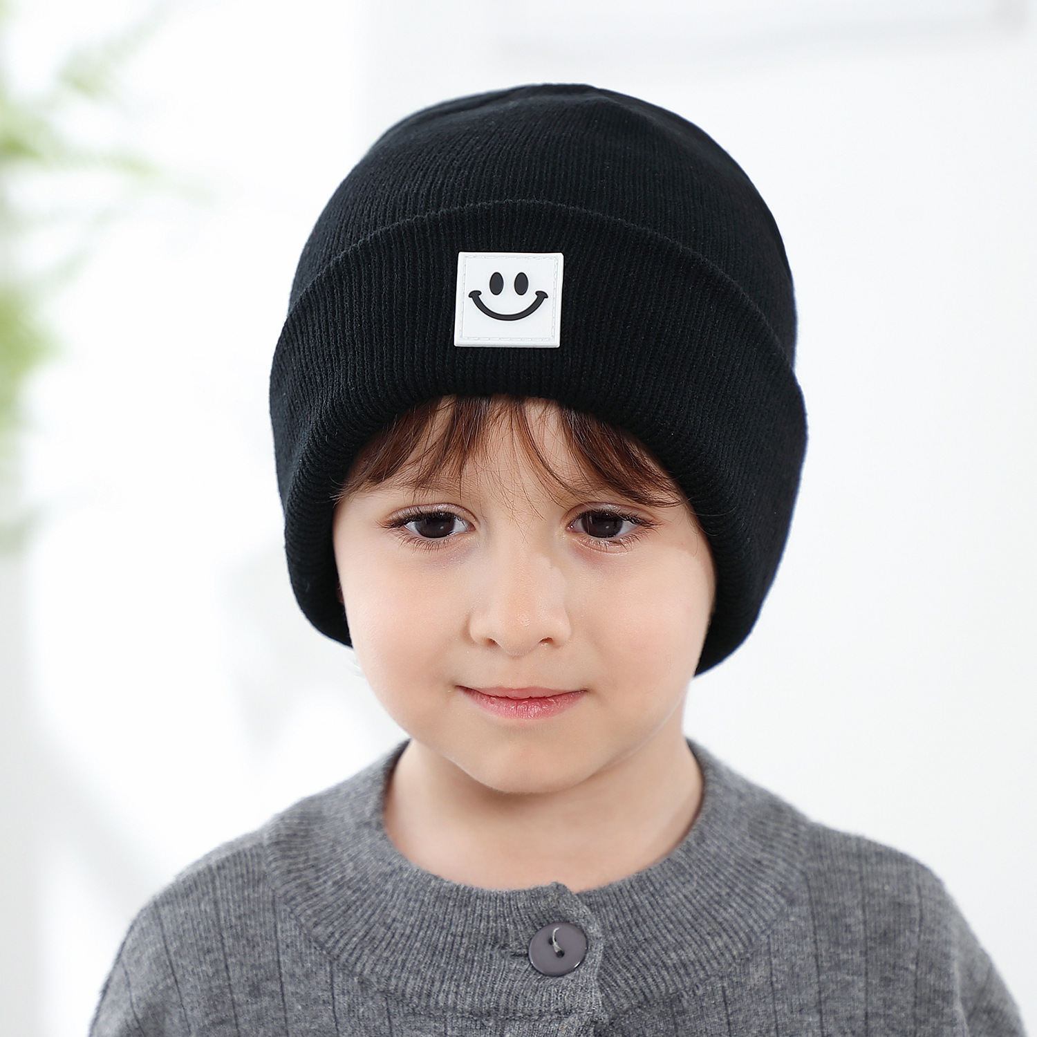 Baby's Knitted Hat Fashion All-match Wool Hat Cute Smiley Pattern Pullover Hat Autumn and Winter Hat Children's Hat