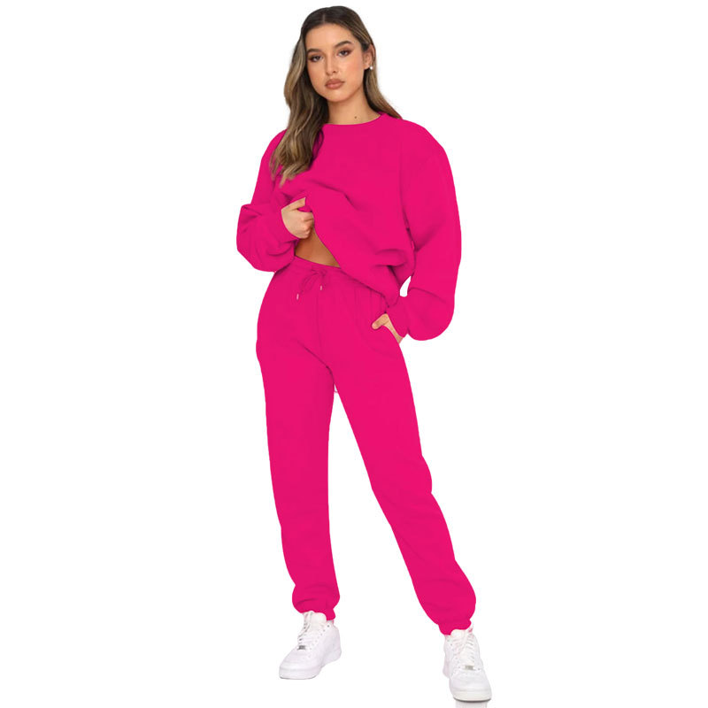 Picture of Cross-border European and American Autumn and Winter Solid Color Round Neck Pullover Trousers Women's Fashion Casual Long Sleeve Sweater Suit New Product