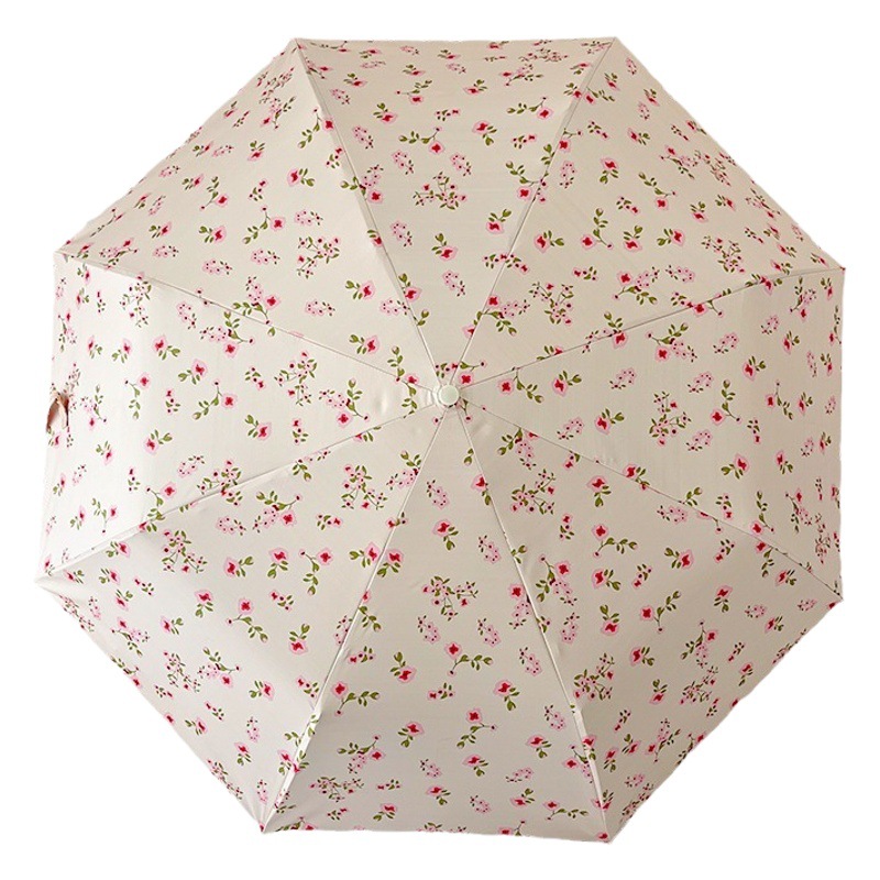 French Style Ins Flower Print Photo Girl's High-value Umbrella Full-automatic Sunny and Rain Folding Sunscreen UV Sunshade Umbrella